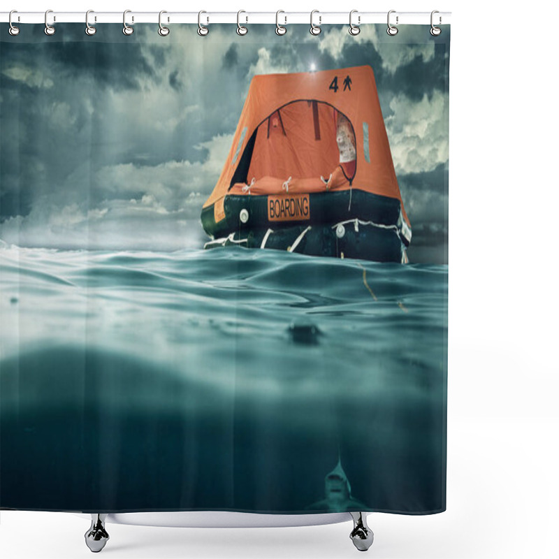 Personality  Life Raft Floating On The Sea Shower Curtains