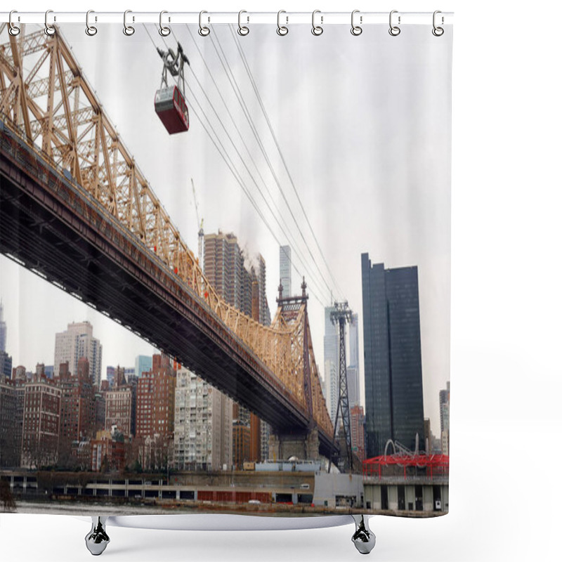 Personality  Ed Koch Queensboro Bridge From Manhattan To Queens And Famous Roosevelt Island Cable Tramway Shower Curtains