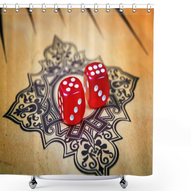 Personality  Game Field In A Backgammon With Cubes  Shower Curtains