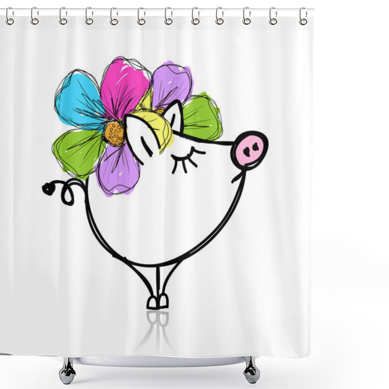 Personality  Cute Piggy For Your Design Shower Curtains