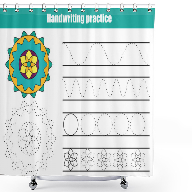 Personality  Handwriting Practice Sheet. Educational Children Game, Printable Worksheet For Kids. Tracing Wavy Lines And Circles Shower Curtains