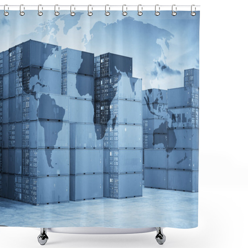 Personality  Intermodal Containers With Global Map Logistics  Shower Curtains