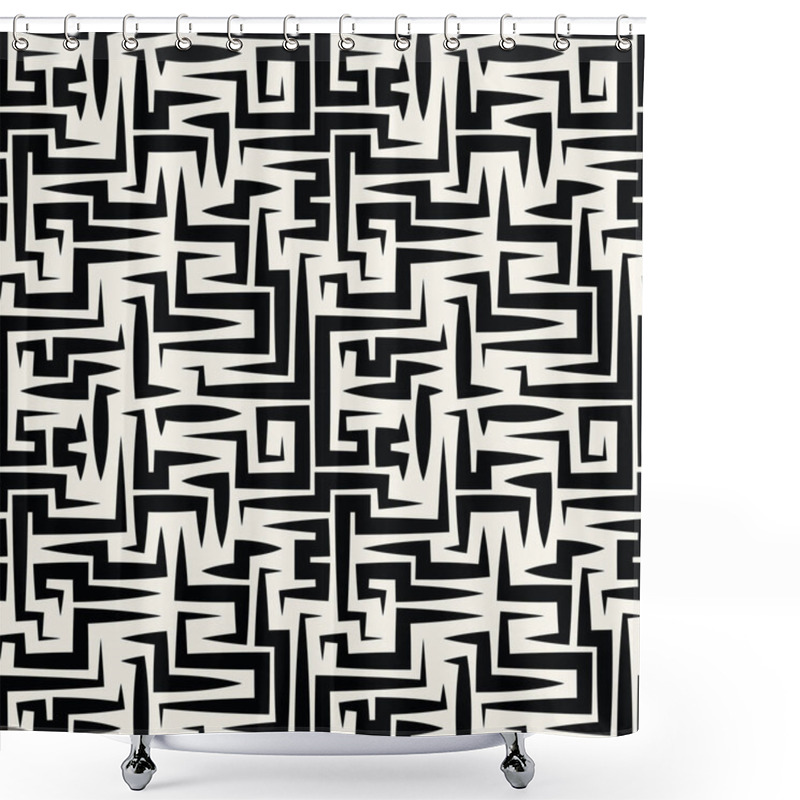 Personality  Abstract Geometric Line Graphic Maze Pattern Background Shower Curtains