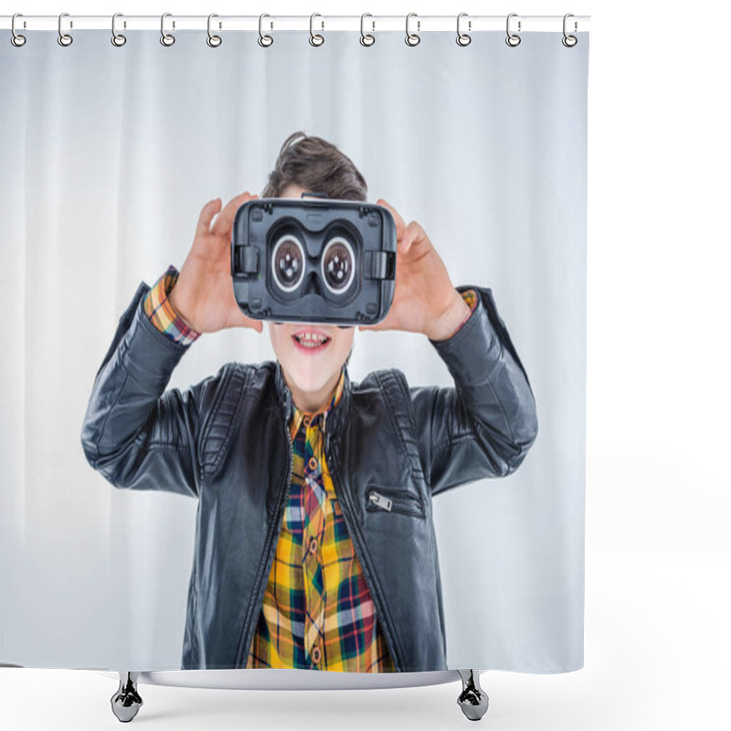 Personality  Boy With Virtual Reality Headset Shower Curtains