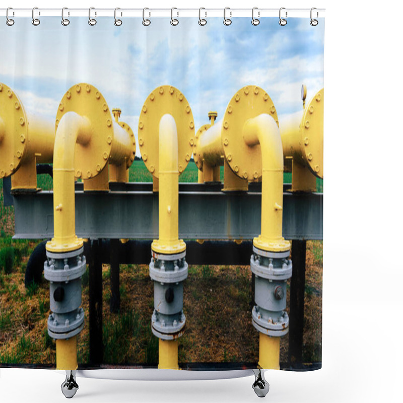 Personality  Gas Pipes Oil Energy. Yellow Gas Pipeline Energy Equipment. Fuel Power Technology. Safety Valve In Gas Pipe Industry Shower Curtains