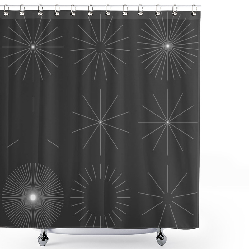 Personality  Radial, Radiating, Burst Circular Lines, Stripes Element. Starburst, Sunburst. Gleam, Glitter, Sparkle Flash, Flare Icon - Stock Vector Illustration, Clip-art Graphics Shower Curtains