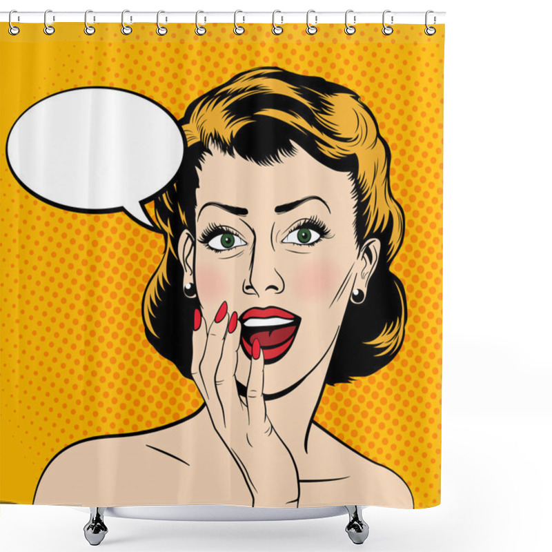 Personality  Vector Surprised Woman In The Pop Art Comics Style Shower Curtains