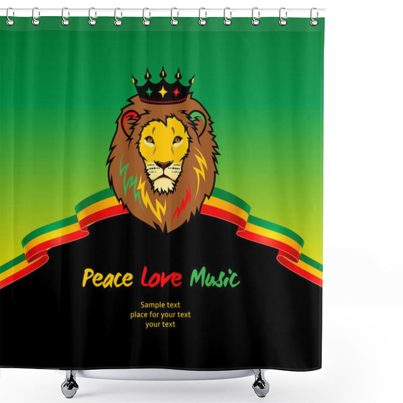 Personality  Rastafarian Background With Lion's Head Shower Curtains