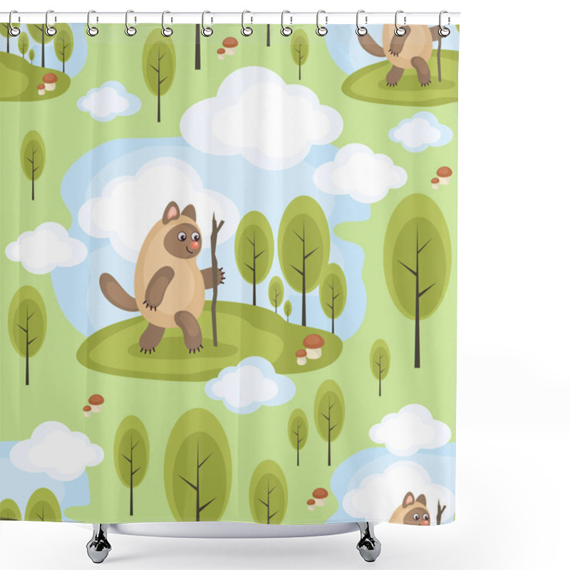 Personality   Funny Cat Seamless Pattern Shower Curtains