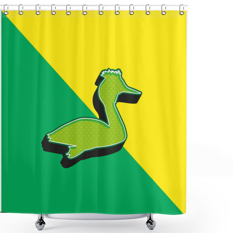 Personality  Bird Grebe Shape Green And Yellow Modern 3d Vector Icon Logo Shower Curtains