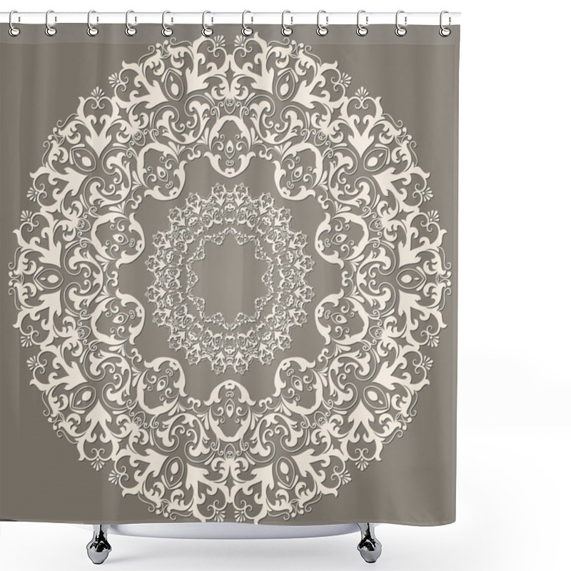 Personality  Vector Ornamental Round Lace With Damask Shower Curtains