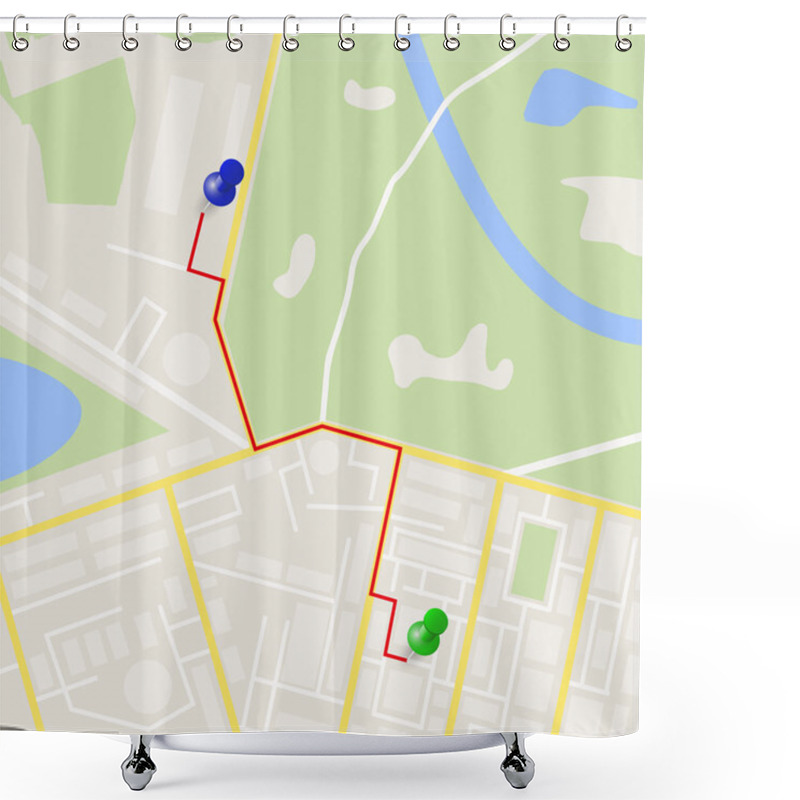 Personality  Street Map And Direction Shower Curtains