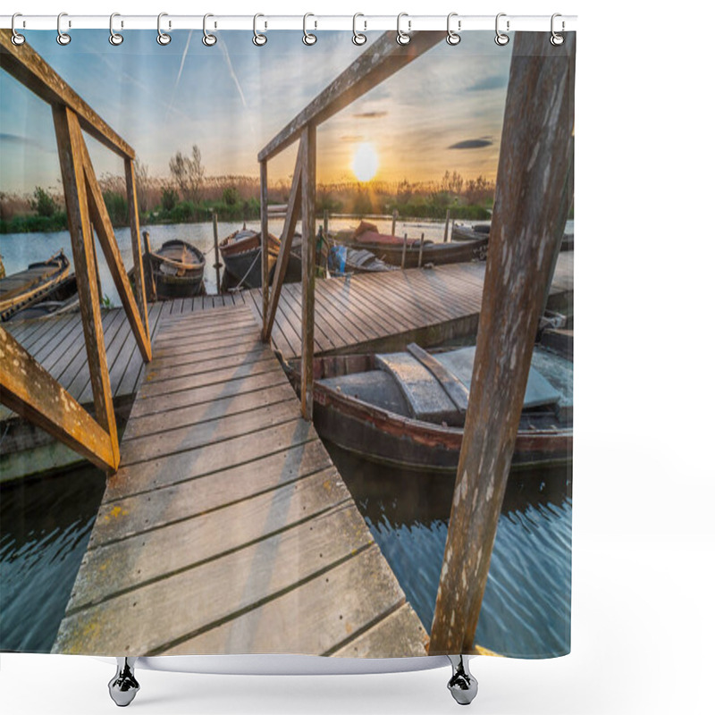 Personality  Sunset In The Port Of Catarroja In Albufera Of Valencia, Spain. Shower Curtains