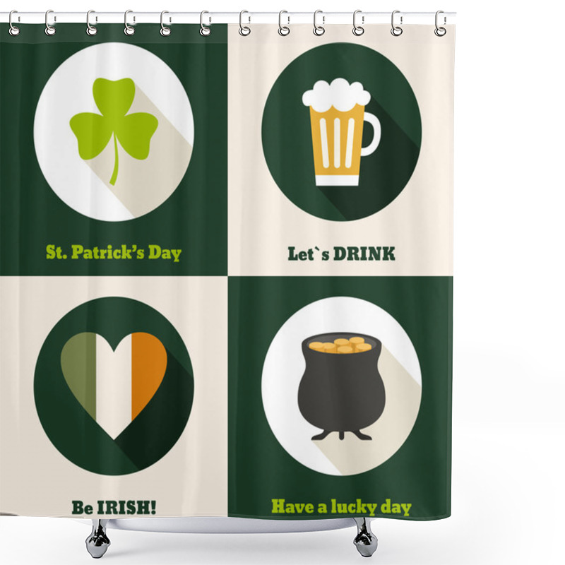 Personality  Vecor Set Of St. Patricks Day Illustrations And Design Elements Shower Curtains