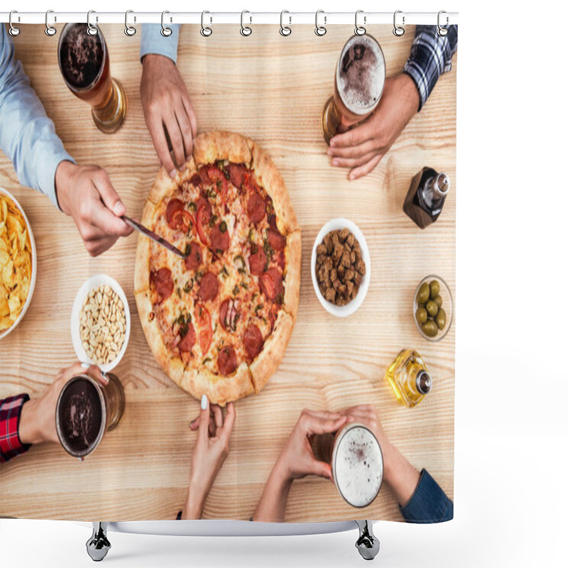 Personality  Friends Eating Pizza Together Shower Curtains