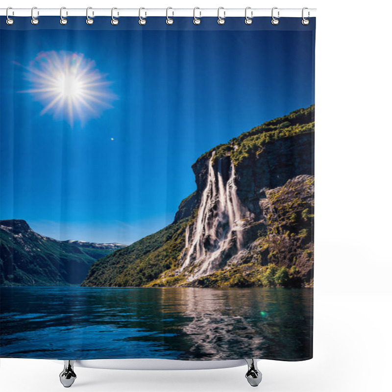 Personality  Geiranger Fjord, Waterfall Seven Sisters. Beautiful Nature Norwa Shower Curtains