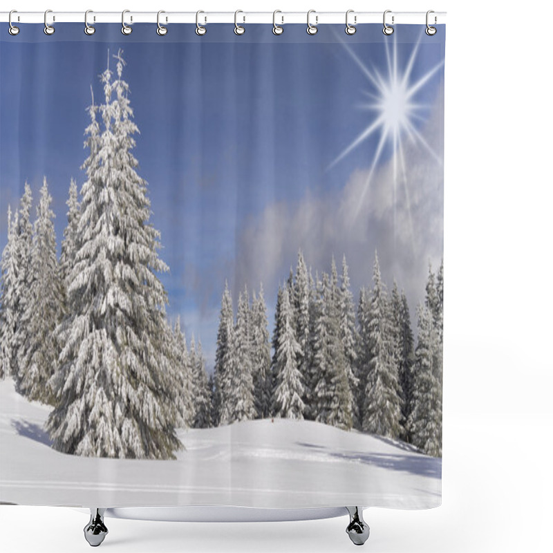 Personality  Pine Trees Covered With Snow Shower Curtains