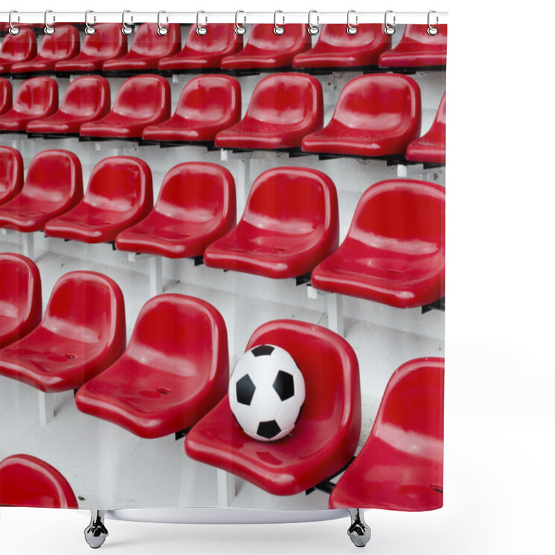 Personality  Rows Of Red Football Stadium Seats With Numbers Shower Curtains