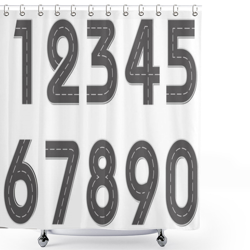 Personality  Vector Digits In The Form Of A Road Shower Curtains