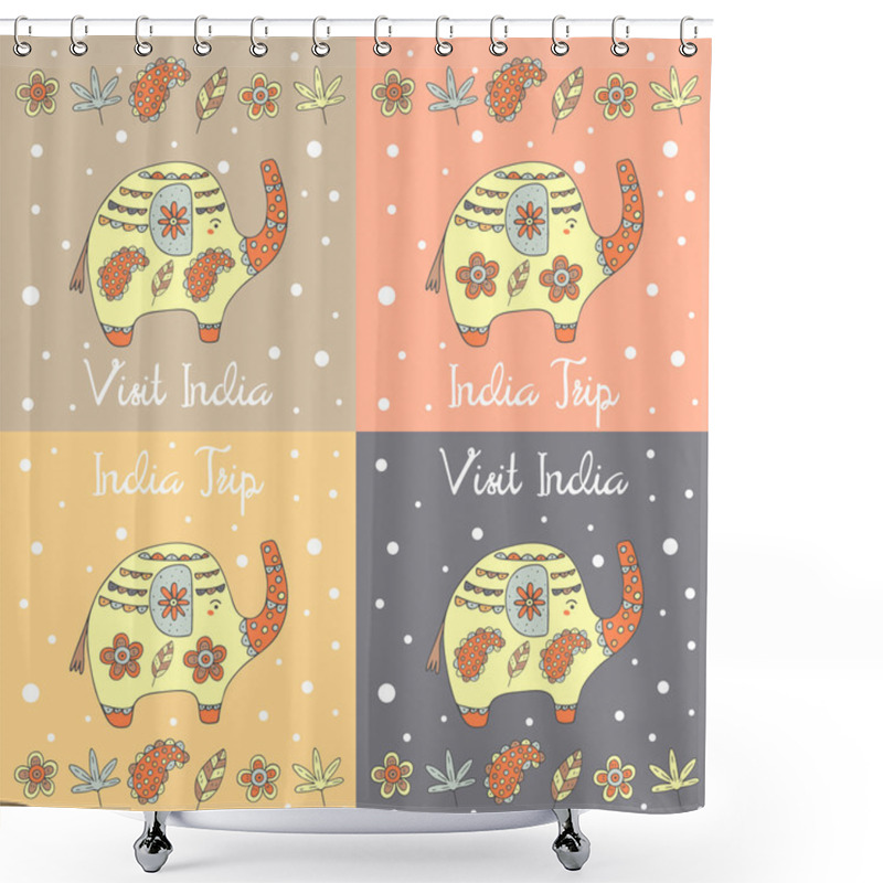 Personality  Cute Hand Drawn Doodle Cards Shower Curtains