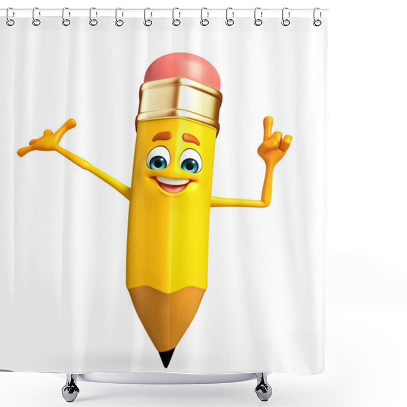 Personality  Pencil Character Is Pointing Shower Curtains