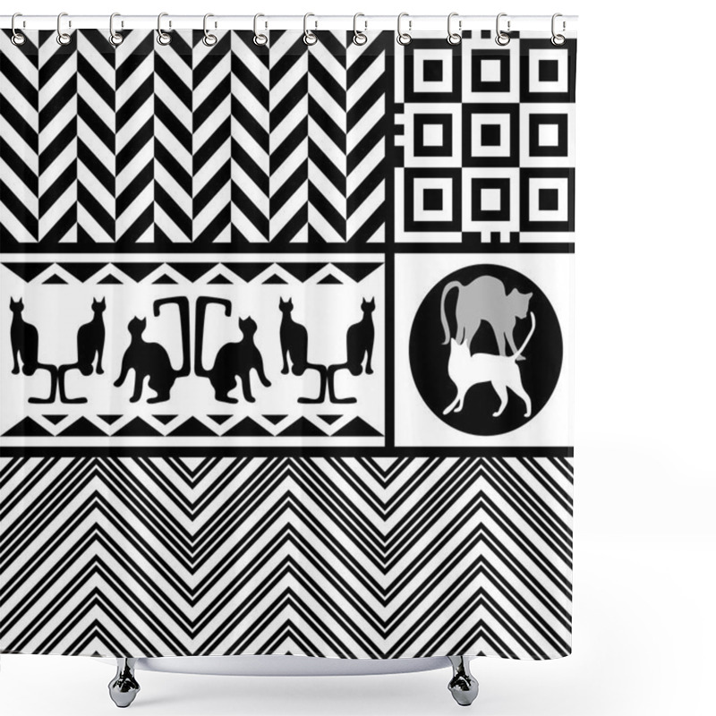 Personality  Geometric Cats. Creative Modern Scarf Design. Shower Curtains