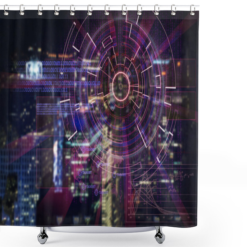 Personality  Cyber Laser Target On A Night City Blurred Background Shower Curtains