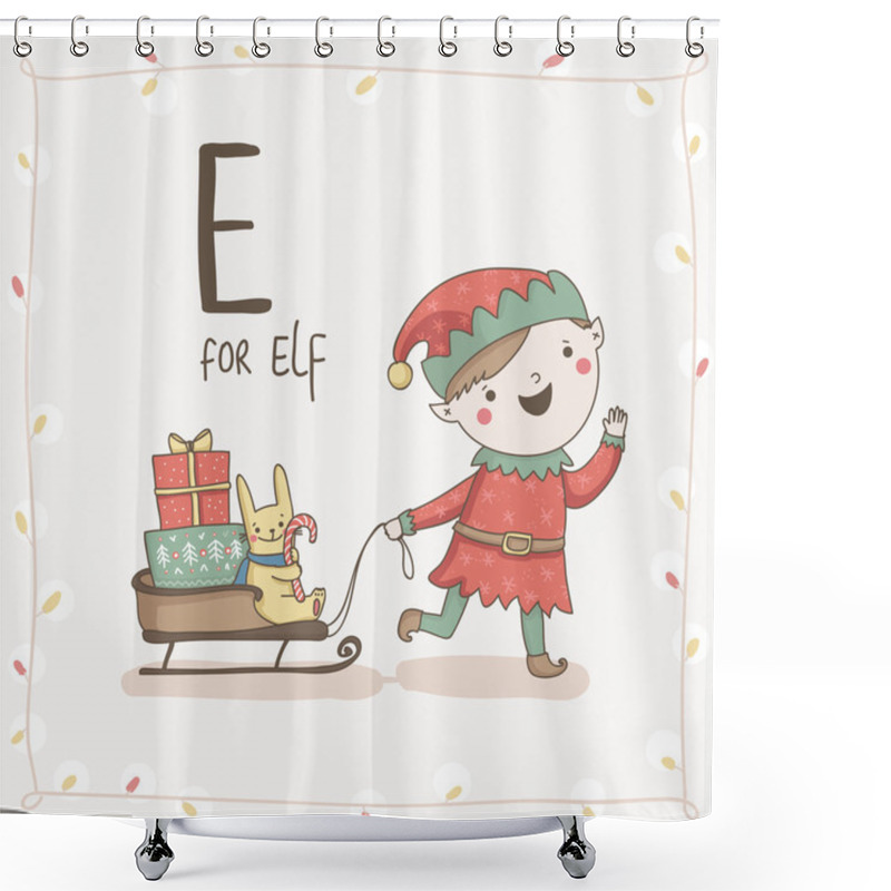 Personality  Letter E Of Alphabet Christmas Shower Curtains