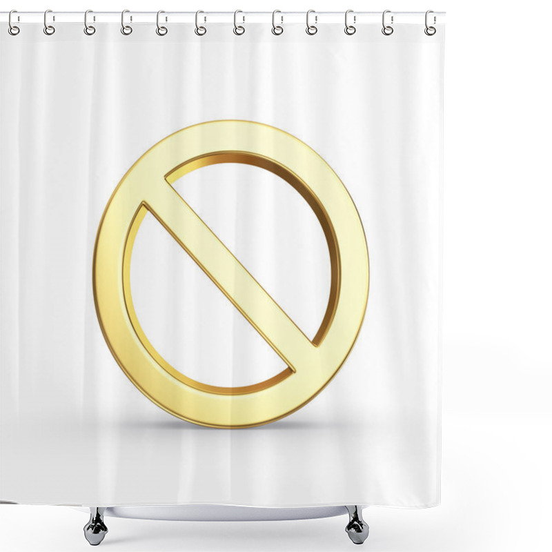 Personality  Golden Stop Symbol Isolated With Clipping Path On White Shower Curtains