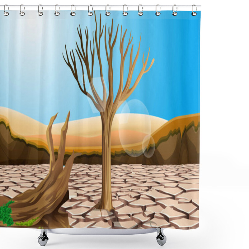 Personality   Landscape Of Trees On The Dry Soil In The Desert Shower Curtains