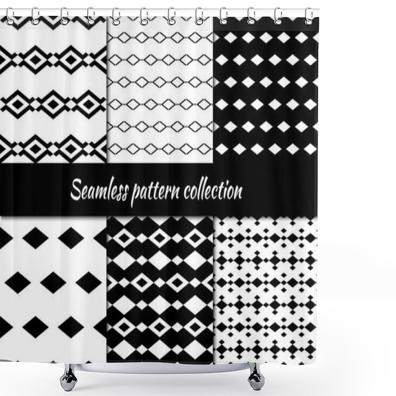 Personality  Seamless Pattern Collection. Geometrical Design Backgrounds Set. Repeated Rhombuses, Diamonds, Lozenges Motif. Geo Print Shower Curtains