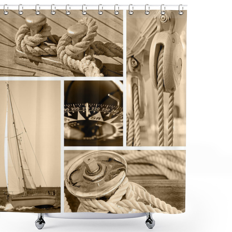 Personality  Yacht Collage. Sailboat. Yachting Concept Shower Curtains