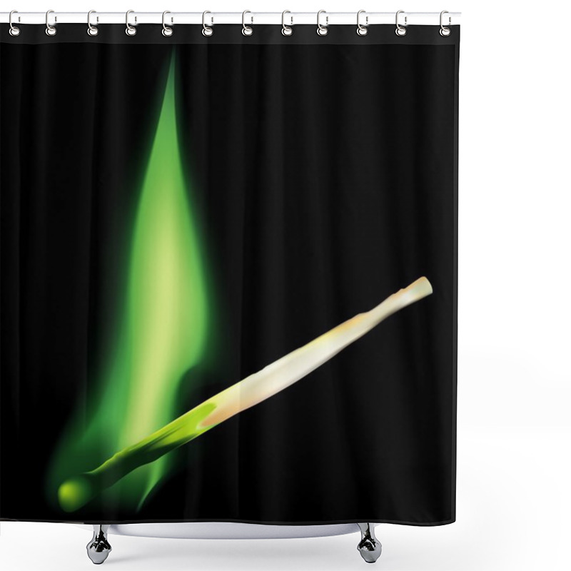 Personality  Safety Match With Green Flame Shower Curtains