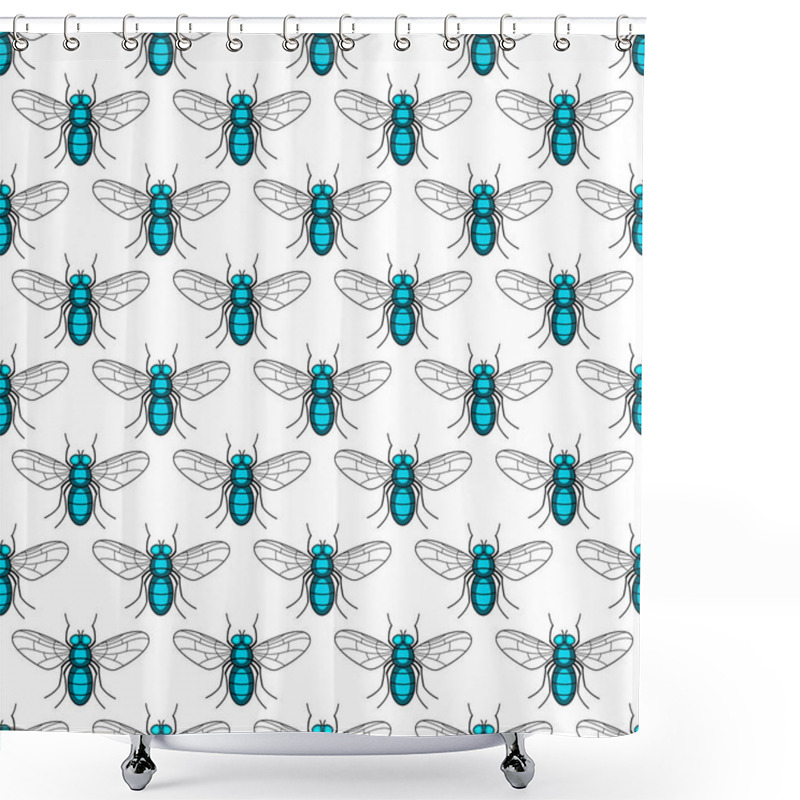 Personality  Seamless Pattern Of The Fly Insects Shower Curtains