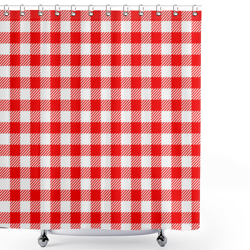 Personality  Red White Plaid Tablecloth Shower Curtains