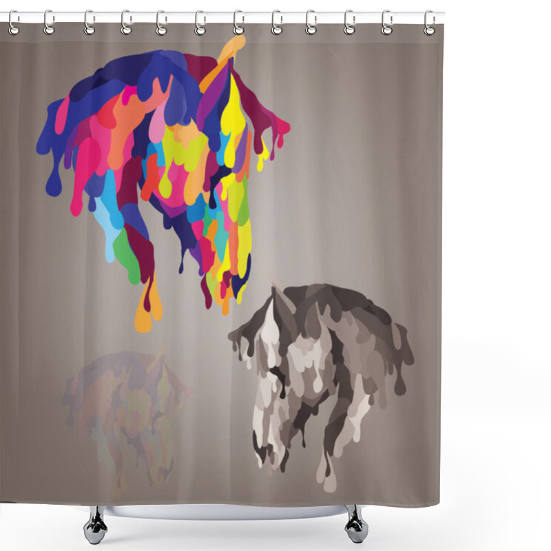 Personality  Silhouette Of A Horse's Heads Shower Curtains