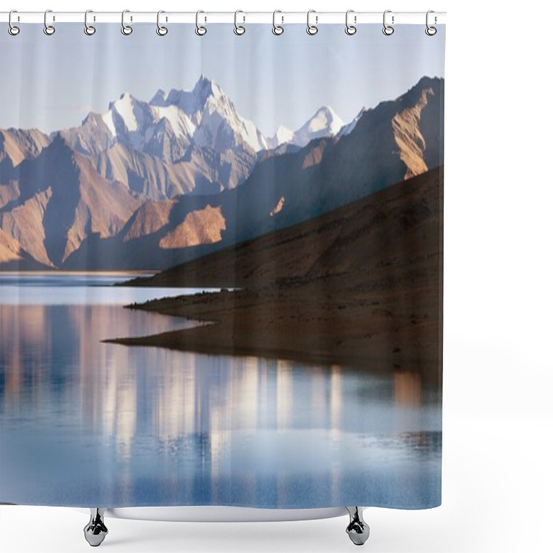 Personality  View Of Tso Moriri Lake With Great Himalayan Range Shower Curtains