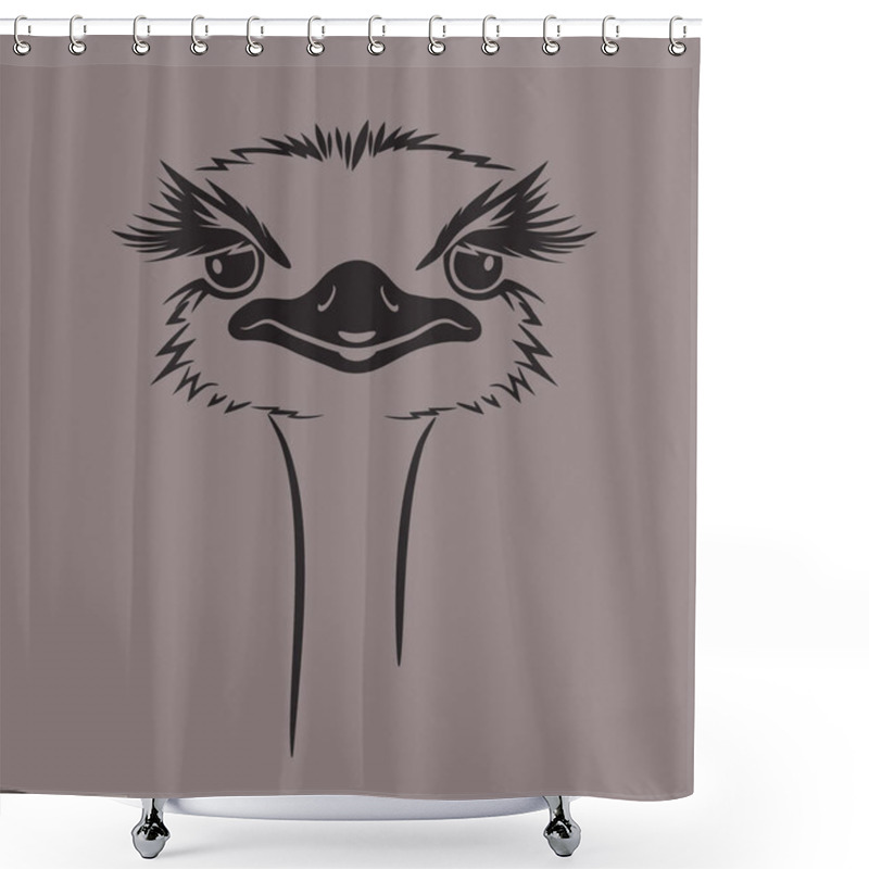 Personality  Funny Vector Illustration Of An Ostrich. For T-shirt, Poster, Print Design Shower Curtains