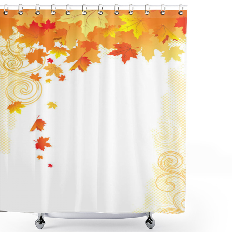 Personality  Autumn Background / Gold Leaves On White Background Shower Curtains