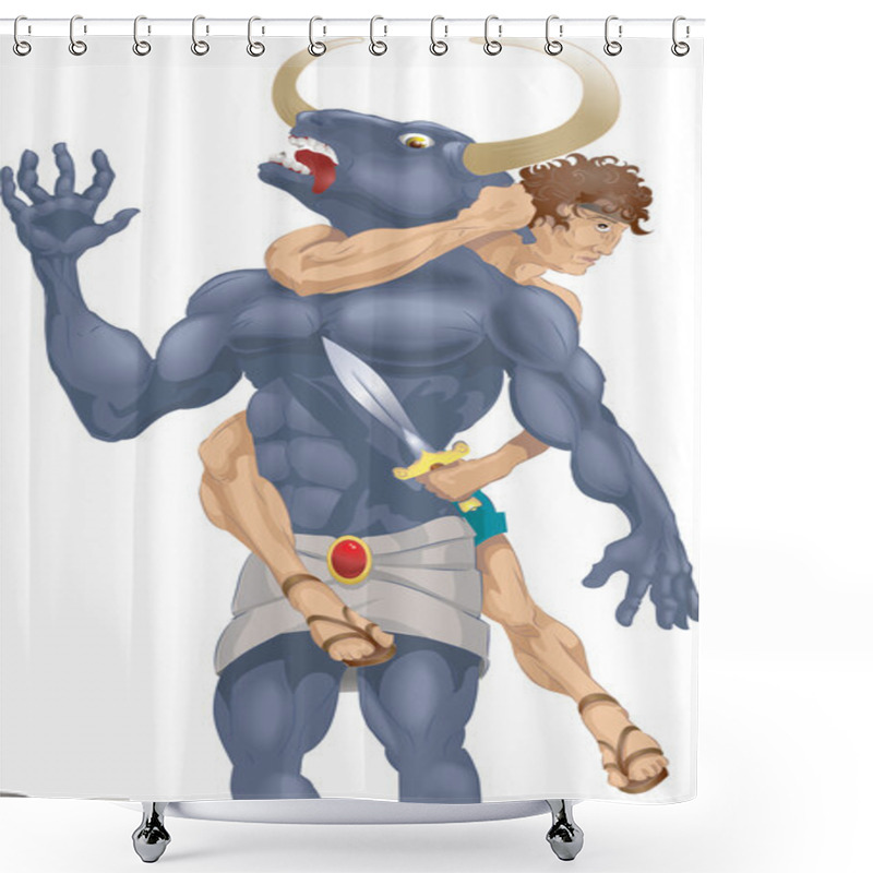 Personality  Theseus And The Minotaur Illustration Shower Curtains