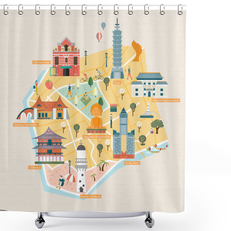 Personality  Taiwan Travel Concept Shower Curtains