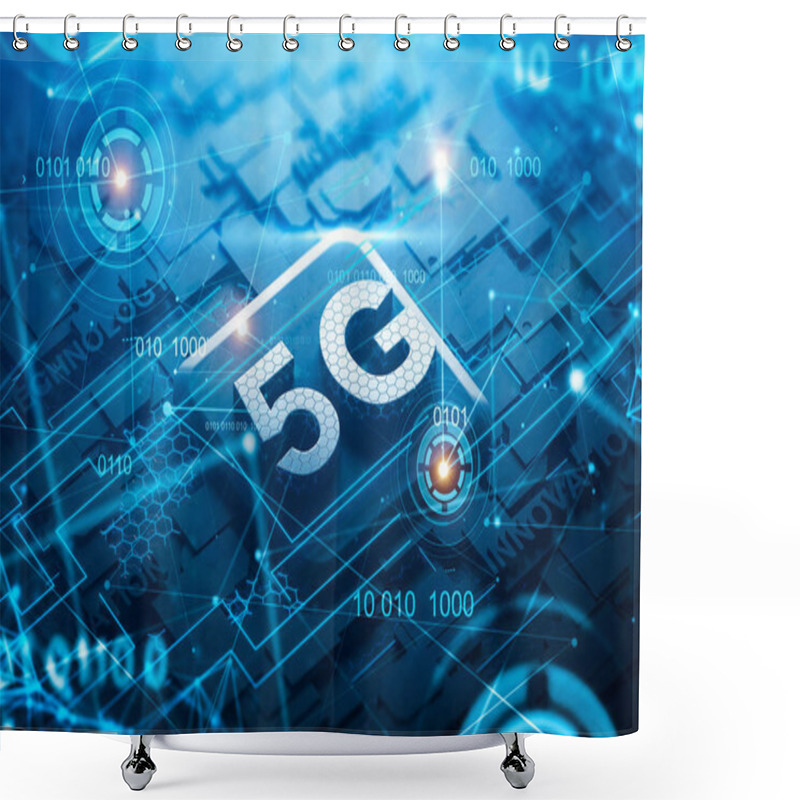 Personality  5G Circuit Board With Network Hologram And HUD Shower Curtains