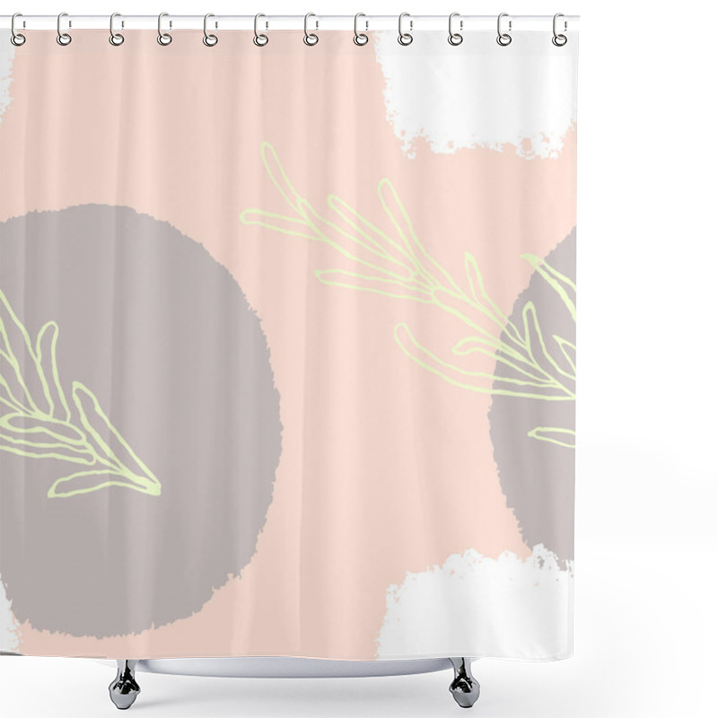 Personality  Seamless Pattern With Abstract Shapes And Illustration Of Plant Shower Curtains