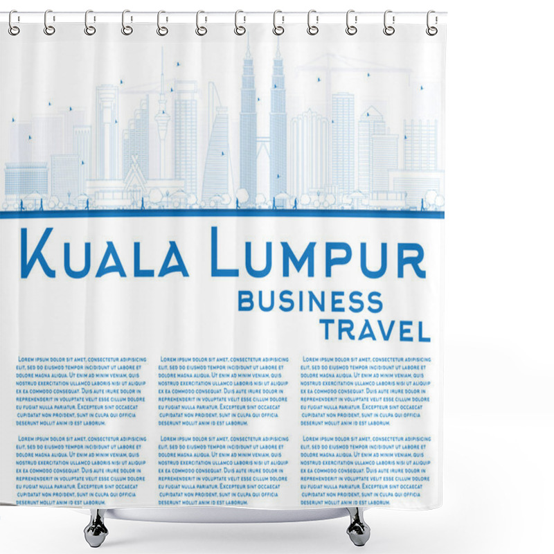 Personality  Outline Kuala Lumpur Skyline With Blue Buildings Copy Space.  Shower Curtains