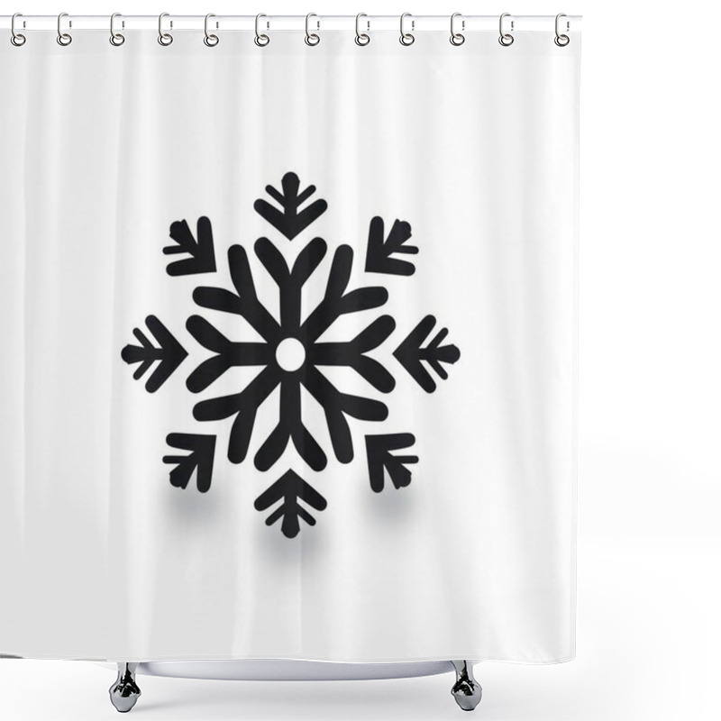 Personality  A Striking Black Snowflake Silhouette With Intricate Designs And Symmetrical Patterns Set Against A Clean White Background. Shower Curtains