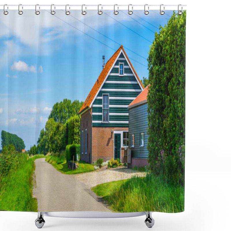 Personality  Classical Dutch Countryside House With Road, Architecture In Zeeland, The Netherlands Shower Curtains