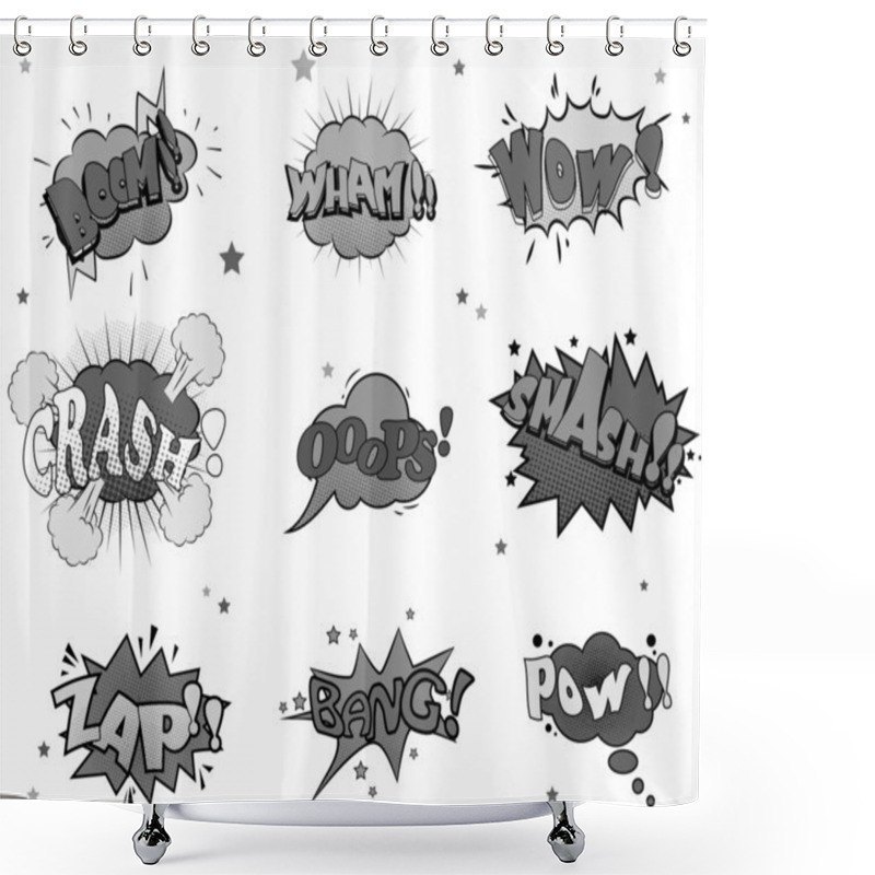 Personality  Collection Of Nine Comic Sound Effects For You Design Shower Curtains