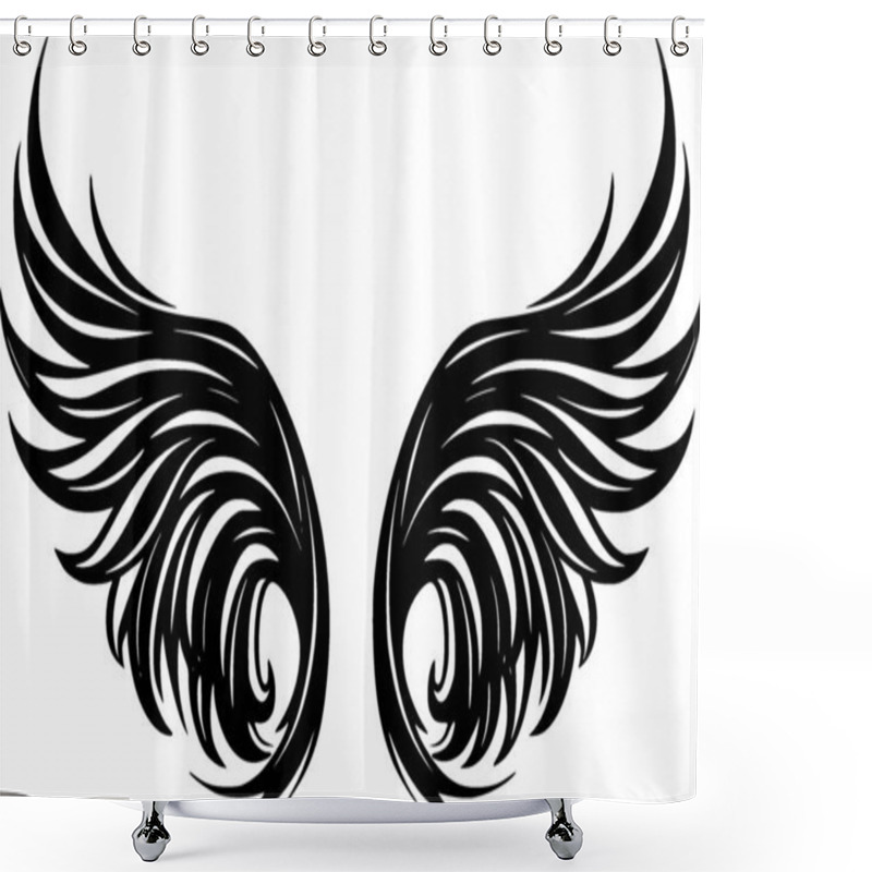 Personality  Angel Wings - Black And White Isolated Icon - Vector Illustration Shower Curtains