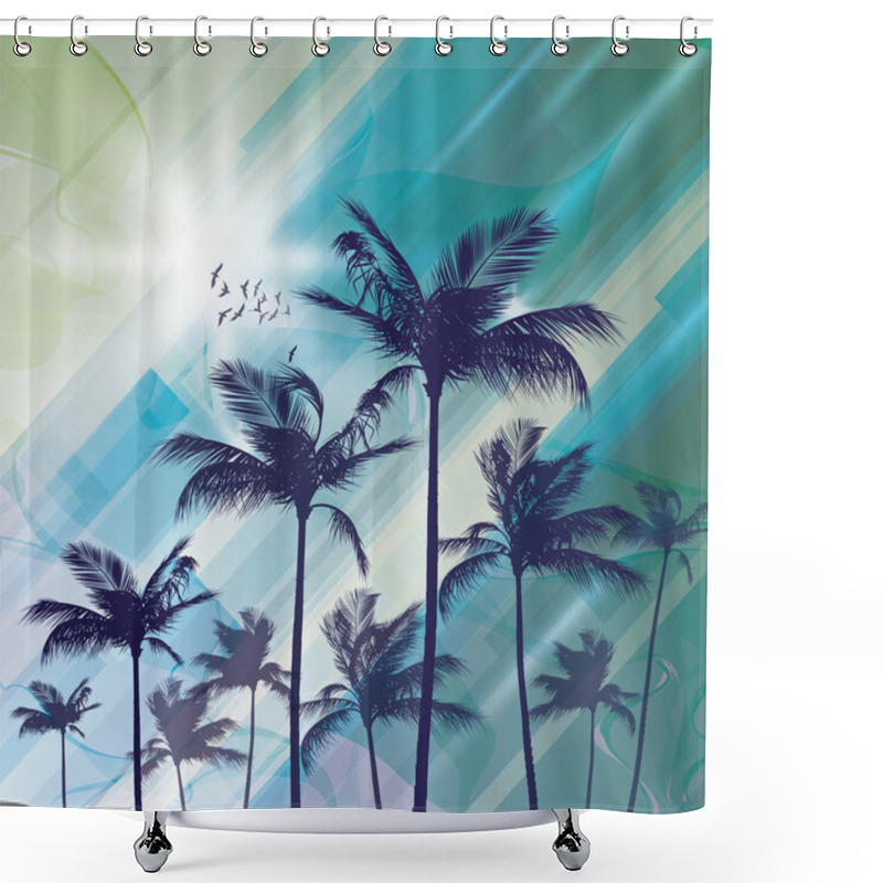 Personality  Palm Trees At Sunset Shower Curtains