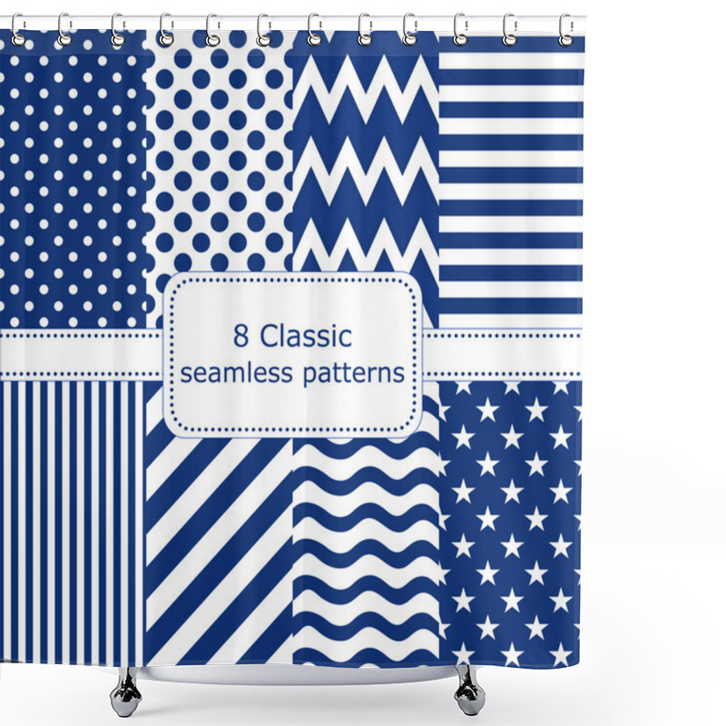 Personality  Set Of 8 Classic Seamless Patterns Shower Curtains